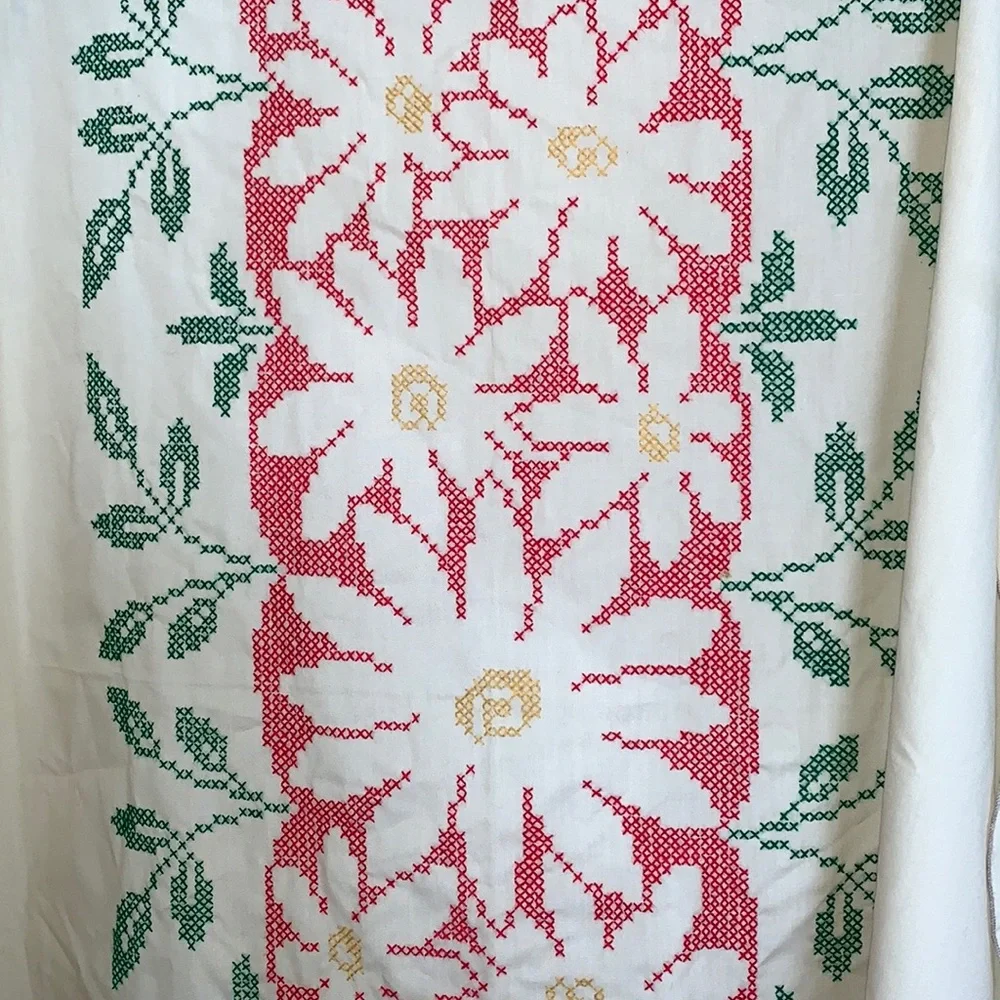 Handmade Sewn Stitched Table Cloth 50 x 67 Pre Owned Few Light Faint Stains